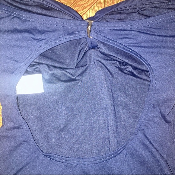 Michael Kors Womens Tie Front One Piece Swimsuit New Navy Size 4 MSRP $114 - Picture 5 of 6